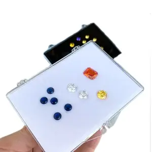 Kotak perekat permata berlian tampilan casing bening Lucite berlian imitasi liontin pemegang portabel akrilik lengket batu permata kotak Clamshell