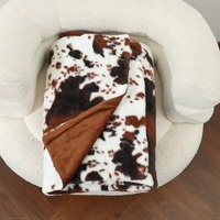 Couverture en fausse fourrure de lapin imprimée motif vache, douce et moelleuse, design personnalisé pour la maison, l'hôtel, le lit, le canapé - Vente en gros pour fabricants