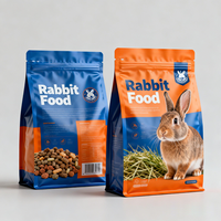 Sacs personnalisés pour aliments pour animaux de compagnie avec fond plat, pochette Doypack à fermeture éclair, sac pour aliments pour lapins