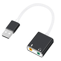 Dual-Port-USB-Externe Soundkarte mit Mikrofon- und Kopfhöreranschluss, Aluminium-Audioadapter für PC und Laptop