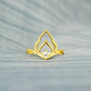 Anello con Zirconi Linea Marquise per Donne, Elegante Gioiello Geometrico alla Moda - Product Image 3
