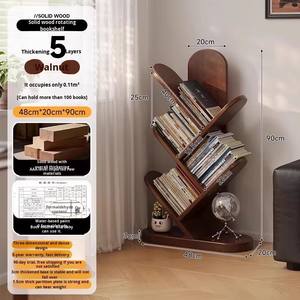 Venta caliente buena calidad moderno árbol forma madera maciza ajustable de una sola capa exhibición de libros estantes de almacenamiento librería sala de estar - Product Image 6