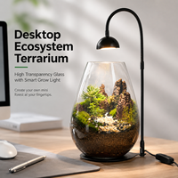 Pot intelligent pour la croissance des plantes, terrarium en verre borosilicate de haute qualité avec LED à intensité variable et contrôle du flux d'air pour la maison et les cadeaux