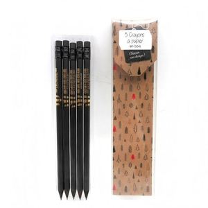 Ensemble de crayons en bois noir personnalisés avec logo imprimé, mine HB 2B standard de 7,5 pouces avec gomme, cadeau publicitaire - Product Image 1