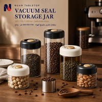 Pot en verre sous vide pour le stockage des grains de café, hermétique, avec couvercle noir et blanc, 500 ml, 750 ml, 1100 ml, cuisine, garde-manger