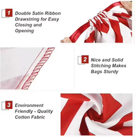 Vente en gros Sac de rangement en toile à rayures avec cordon de serrage Sacs-cadeaux de Noël réutilisables avec logo imprimé sur mesure