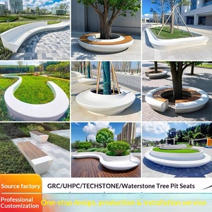 ม้านั่งยาวสำหรับสวนกลางแจ้ง ทำจากไฟเบอร์กลาส GRC สำหรับวางต้นไม้  พร้อมที่นั่งริมสระน้ำ  วัสดุ UHPC เทอร์ราซโซ่ คอนกรีต เทโกสโตน  รับสั่งทำตามแบบ ผลิตในกวางตุ้ง - Product Image 4