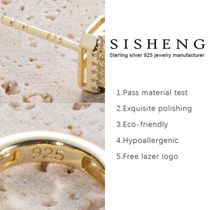 Prata 925 anting-anting kancing zamrud Colombiana sintetis pelat Joyas 925 Al Por mayoret Mujures - Product Image 6