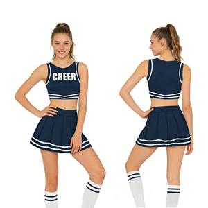 SNG Cheerleading Sports Bra & Uniform Kit For Teenagers School Sideline Cheerwear In Black/Silver Spandex/Polyester Material