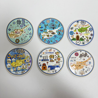 Posavasos Redondo de Cerámica con Relieve 3D, Mapa de Chipre, Diseño de Ojo Turco, Recuerdo de Viaje de Chipre, Decorativo para Café, Té y Bebidas