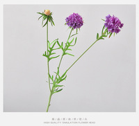 Offre Spéciale – Fleurs artificielles Scabiosa floquées à 3 têtes pour allée de mariage, vente en gros, tiges longues, décoration de salon
