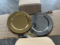 Assiette de présentation en acier inoxydable miroir or et argent de haute qualité pour décoration de table de mariage