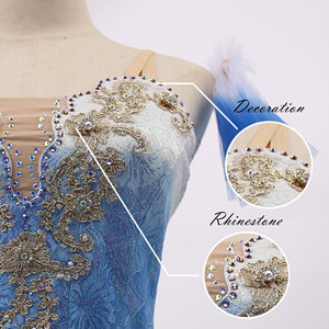 Bleu Dentelle Fleur Professionnel <span class=keywords><strong>Classique</strong></span> Ballet Tutu <span class=keywords><strong>Danse</strong></span> Scène Porter Tutu Femmes Adultes - Product Image 3