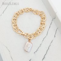 BM52071 mode Vintage Style pierres précieuses croix lettre monogramme strass perle pièce bracelets porte-bonheur lien chaîne Bracelet pour les femmes