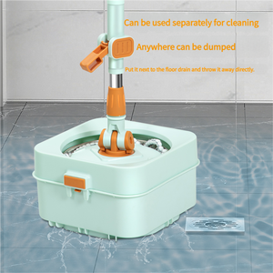 סט מגב מיקרופייבר מלבני ישירות מהמפעל, ידית טלסקופית ארוכה, סחיטה עצמית, דלי שקוף מסתובב 360 מעלות, רב פעמי לבית - Product Image 6