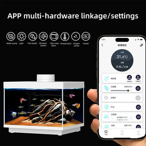 リラクゼーションラインDC5v/2Aデスクトップガラス水族館スクエア水槽4w RGB LEDライトと酸素ポンプ付き - Product Image 3