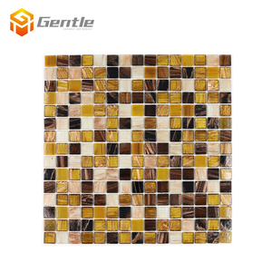 327*327mm 20*20*4mm Carré Imperméable thermofusible mosaïque murale Wc Intérieur Maison déco carré Mélange brun Brillant Verre mosaïque - Product Image 1
