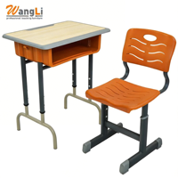 Bureau et chaise d'école ergonomiques avec porte-stylo et dossier à crochet, mobilier de classe durable pour les études et les activités de groupe