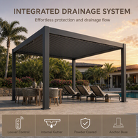 Pergola motorisée en aluminium pour terrasse extérieure, jardin ou bord de piscine, avec structure de toit à lames orientables et imperméables