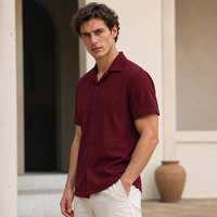 Nouvelle Chemise Homme 2026 à Col Cubain Texturé et Manches Courtes, Style Rétro Décontracté, Coupe Ample et Légère, Simple, Polyvalente, Haut de Gamme