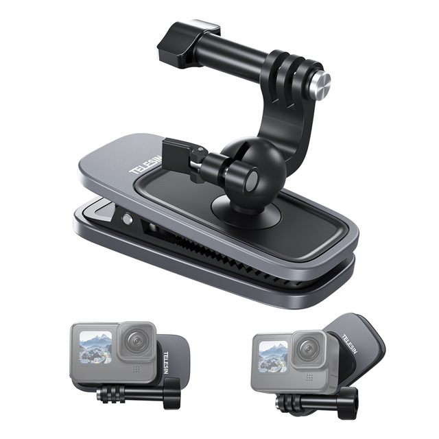 Telesin Magnetic Universal Backpack Clip with 360 Rotary Ball Mount for Go Pro11/10/9/8/7/6/5/Osmo Action 3 Cameras