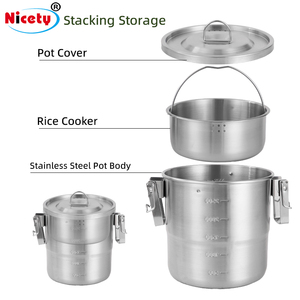Ensemble de cuisine de camping en acier inoxydable 304, casserole et poêle portables avec sac de rangement pour la randonnée en plein air - Product Image 4