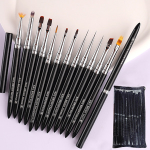 Pinceaux synthétiques pour nail art : liner fin, dégradé ombré à carreaux, plats, ronds, ovales, pour bordure de gel, détails pour French manucure, applicateur acrylique 3D - Product Image 1
