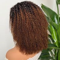 Perruques Courtes Bouclées Bob en Cheveux Humains Colorées SDD 250% T1B/4, Sans Colle, Pré-coupées, avec Dentelle Frontale, pour Femmes Noires - Vente en Gros
