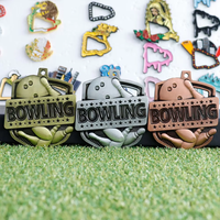 Medalla Deportiva Personalizada de Aleación de Zinc, Premio 2D 3D con Técnica de Grabado Plateado para Bolas de Bolos