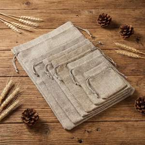 Customizable Jute Drawstring <b>Bags</b> Household Use Reusable <b>Small</b> Grocery Shopping Wig <b>Bags</b> Coffee Beans Sacks Silk Screen Printed - Product Image 2