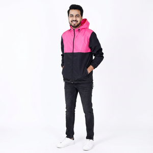 Custom New Arrival Loose Fit <b>Waterproof</b> Canvas Stand Collar Front Logo Hooded Couple Oversize Windbreaker <b>Jacket</b> - Product Image 1