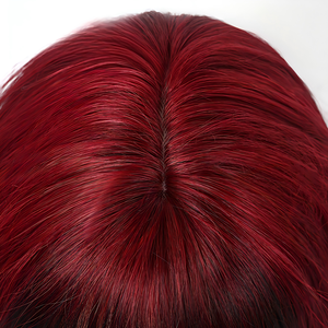 Perruque complète pour femme style européen et américain, <span class=keywords><strong>dégradé</strong></span> bordeaux, franges, fibres haute température, <span class=keywords><strong>cheveux</strong></span> longs ondulés, usage quotidien - Product Image 4
