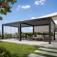 Pergola rétractable d'extérieur en aluminium, gazebo, pavillon avec toit motorisé pour patio, jardin, complexe hôtelier et projets commerciaux