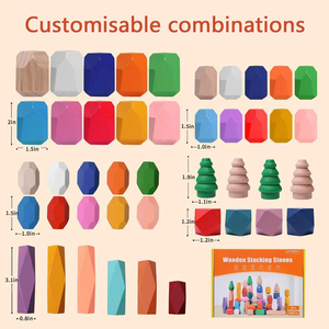 Sıcak satış gökkuşağı taş oyuncaklar çocuk İstifleme yapı oyuncak setleri Montessori eğitim ahşap dengeleme blokları çocuk oyuncakları - Product Image 2
