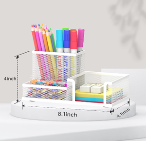 <b>Pen</b> Holder Desk Organizer Office Supplies with 3 Compartment Desk Accessories and Workspace Organizers for Home School White - Product Image 2