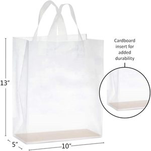 Frosted Shopping <b>Bags</b> with Flexiloop Handle Top Closure 10x13x5 Inches Durable Reusable Gift <b>Bag</b> <b>Medium</b> <b>Size</b> PE Material - Product Image 3