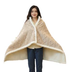 Manta de Sherpa Jacquard de poliéster 100% para el hogar, venta al por mayor de fábrica, manta de oficina cálida multifuncional para invierno de tamaño de punto sólido - Product Image 5