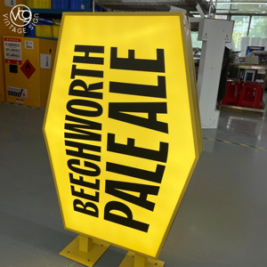 Letrero Luminoso LED Hexagonal Amarillo Personalizado con Texto Negro para la Señalización del Bar Beechworth Pale <span class=keywords><strong>Ale</strong></span> - Product Image 6