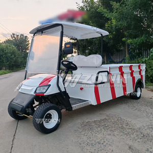 Electric Utility Cart with Red <b>White</b> Stripes and Open <b>Cargo</b> Bed for Outdoor Use - Product Image 6