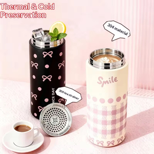 New Creative Stainless Steel Thermos <b>Cup</b>, Portable Mini Water Bottle with Tea Filter for Students Custom Logo - Product Image 2
