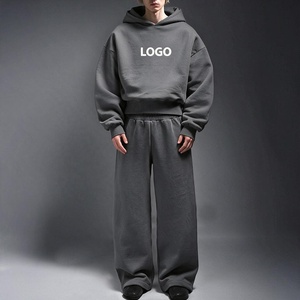 QIANSHI - Conjunto Deportivo Unisex de Felpa Gruesa, Estilo Holgado, Pantalones y Sudadera con Capucha Extra Grandes para <span class=keywords><strong>Hombre</strong></span> - Product Image 2