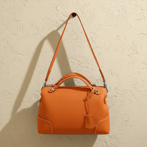 Sac D'épaule Cuir Véritable OEM Vintage Cuir Vache Sac Boston Médecin Femme Poignée Satchel Couture Sac à Main Grossiste - Product Image 6