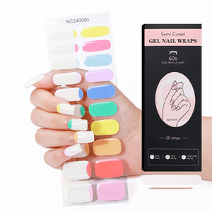 100% véritable vernis à ongles autocollant français <span class=keywords><strong>manucure</strong></span> été Styles <span class=keywords><strong>couleur</strong></span> unie Nail Art Gel bande - Product Image 4