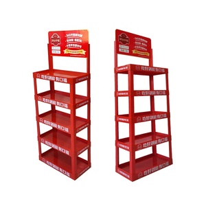 Tùy chỉnh siêu thị Ớt dán nhựa Rack hiển thị phổ biến màu đỏ 4 Tier có thể gập lại kệ hiển thị - Product Image 3