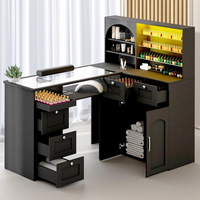 Table de manucure avec étagère à écran LED, plateau en verre en forme de L, poste de travail pour manucure professionnelle en salon