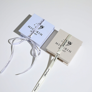 Eco-Friendly Recyclable Paper Jewelry <b>Box</b> with Ribbon Custom Logo Printed for Necklace <b>Ring</b> Earring - Product Image 5
