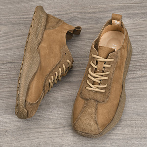 Chaussures rétro pour hommes en cuir véritable, bout rond, lacets, légères, style décontracté, nouvelle mode printemps, baskets décontractées - Product Image 2