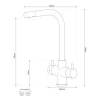 Robinet de cuisine Sorrento - Origine Italie Acier inoxydable Modèle 330945-GA 5 voies