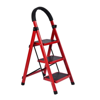 Escabeau rétractable en acier design moderne pour l'intérieur de la maison Tabouret d'escalier 3-6 marches Échelles télescopiques légères et pliantes rouges