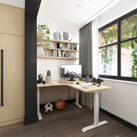 Cadre de bureau en forme de L ergonomique, moderne, modulaire, facile à installer, réglable en hauteur électriquement, pour la maison et l'hôtel